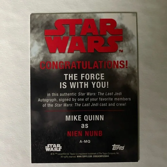 Star Wars 2017 Journey to the Force Awakens Nien Nunb Autographed Card - Picture 2 of 6